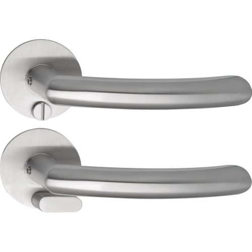 Solido laposrozettás kilincsgarnitúra HELSINKI Solo kerek WC vésznyitó nemesacél