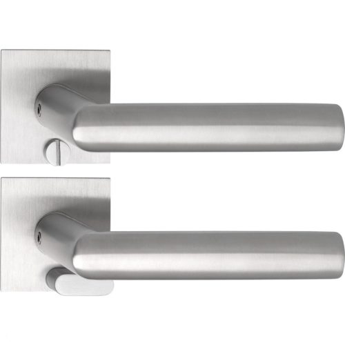 Solido laposrozettás kilincsgarnitúra VADUZ Solo szögletes WC vésznyitó nemesacél