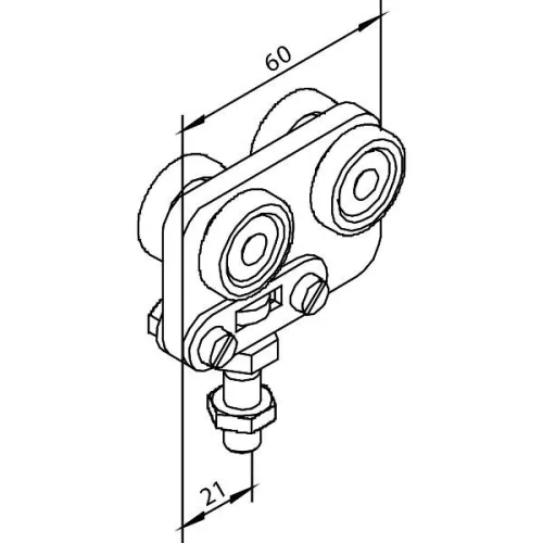 SOLIDO 100 görgőkocsi falcos ajtóhoz műanyag/horg.acél
