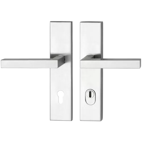 Marchesi hosszúpajzsos Biztonsági kilincsgarnitúra MALMÖ ÖNORM PZ 88 magvédett nemesacél