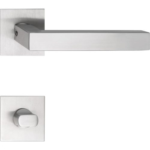 Marchesi rozettás kilincsgarnitúra MALMÖ lapos rozettás szögletes WC rozsdamentes matt