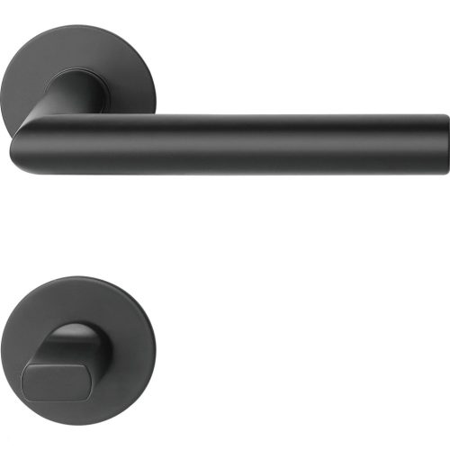 Marchesi laposrozettás kilincsgarnitúra NORWEGEN WC kerek nemesacél fekete