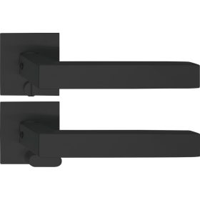   Solido laposrozettás kilincsgarnitúra MALMÖ Solo rozetta szögletes WC vésznyitó fekete