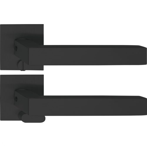 Solido laposrozettás kilincsgarnitúra MALMÖ Solo rozetta szögletes WC vésznyitó fekete