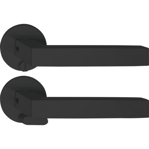 Solido laposrozettás kilincsgarnitúra MALMÖ Solo lapos rozetta kerek WC vésznyitó fekete