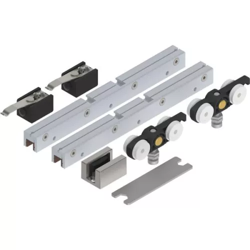 SOLIDO 100 vasalat üveghez futósín nélkül padlóvezetővel nemesacélhatás