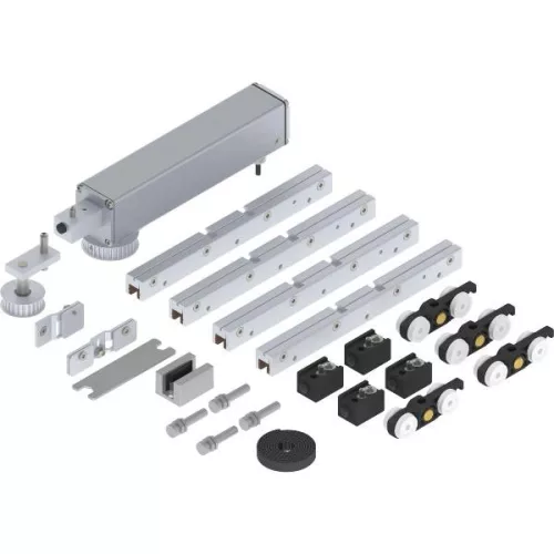 SOLIDO ECO tolóajtó meghajtószett 2-sz.üvegajtóhoz ESG/VSG 8-1076mm 80kg ezüst