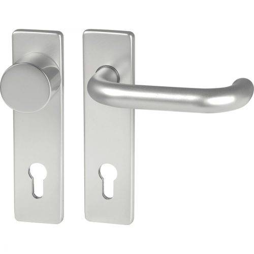 Grundmann rövidpajzsos kilincsgarnitúra GEOS 1754/D52K FH PZ 72 mm ezüst eloxált