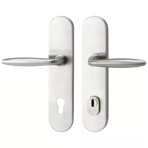 Marchesi hosszúpajzsos Biztonsági kilincsgarnitúra VERONESE PZ 88 cilinder védővel matt nemesacél