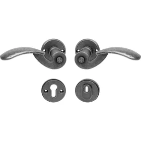   Halcö Biztonsági kilincskészlet STUBAI rozettán horg fekete világos passziválva