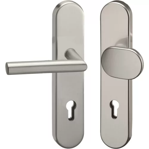 Grundmann biztonsági kilincsgarnitúra 2552 L-alakú RC2 nemesacél matt