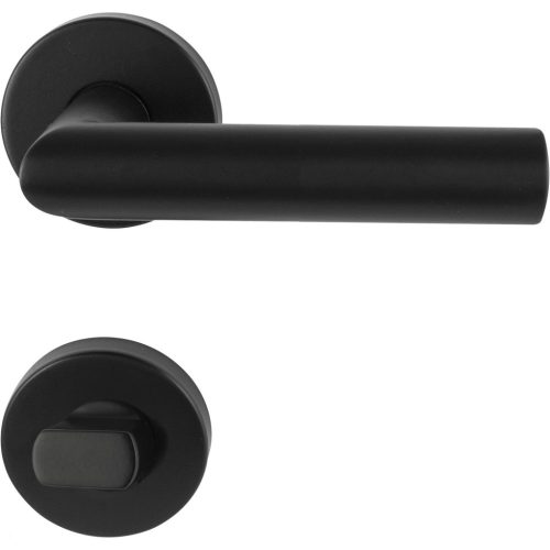 Marchesi rozettás kilincsgarnitúra GEHRUNG WC támasztóbütyökkel nemesacél matt fekete