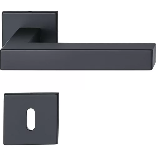 Marchesi rozettás kilincsgarnitúra SQUARE lapos rozettán BBmatt fekete nemesacél