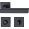 Marchesi rozettás kilincsgarnitúra SQUARE lapos rozettán WCnemesacél fekete matt