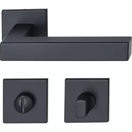 Marchesi rozettás kilincsgarnitúra SQUARE lapos rozettán WCnemesacél fekete matt