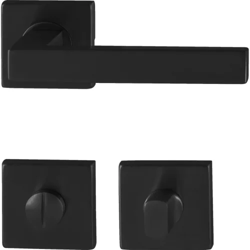 Marchesi rozettás kilincsgarnitúra CHIA WC támasztóbütyök nélkül nemesacél matt fekete