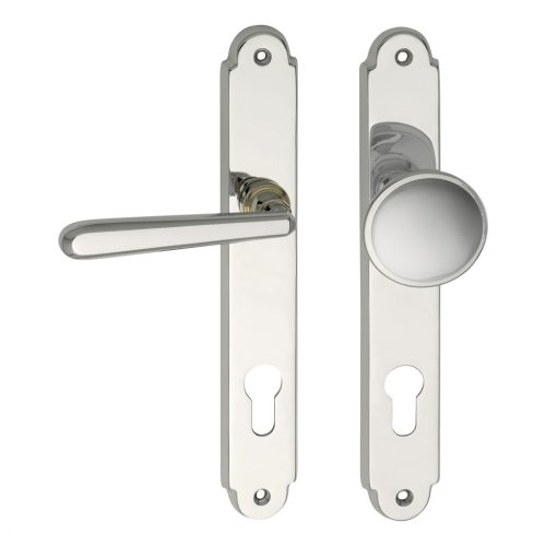 Marchesi hosszúpajzsos kilincsgarnitúra FH ALT-WIEN pajzs PZ 88 bal krómozott sárgaréz