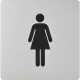 WC szimbólum hölgy öntapadó 100 x 100 mm műanyag aluszínű