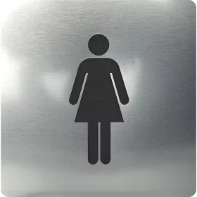  Hölgy WC szimbólum öntapadó 100 x 100 mm műanyag nemesacél hatású