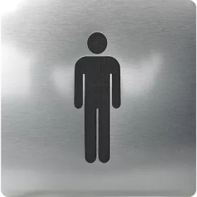   Férfi WC szimbólum öntapadó 100 x 100 mm műanyag nemesacél hatású