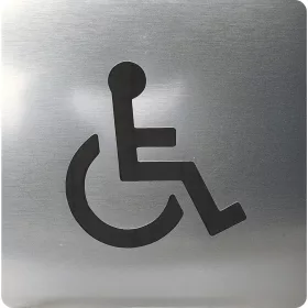   WC szimbólum kerekesszék öntapadó 100 x 100 mm műanyag nemesacél hatású