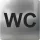 WC szimbólum öntapadó 100 x 100 mm műanyag nemesacél hatású