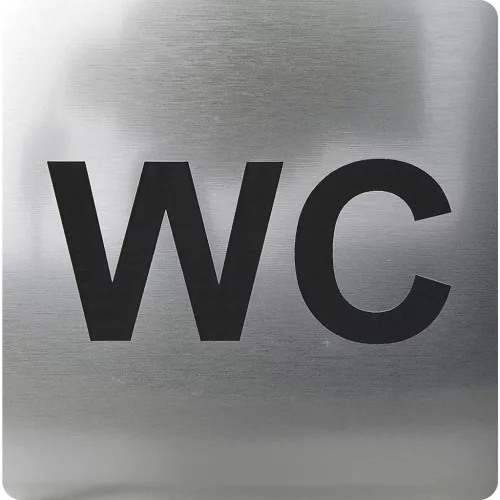 WC szimbólum öntapadó 100 x 100 mm műanyag nemesacél hatású