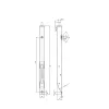 Ajtóélretesz U-ház áthajtókarral 300 x 18 x 17 mm löket 14 nikkelezett acél