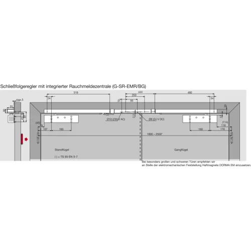 Ajtócsukó TS 93B GSR/EMR2-BG-V EN 2-5 2-szárnyú csúszósínnel ezüst