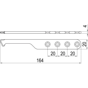   ?IMH-ABS vezető kampó SF164 x 20 x 4 mmuniverzálisDIN fekete horganyzott
