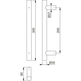   HOPPE ajtófogantyú E5011 - hossz 300/200 mm, nemesacél fekete matt