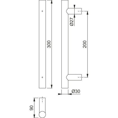 HOPPE ajtófogantyú E5011 - hossz 300/200 mm, nemesacél fekete matt