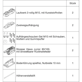 HAWA Junior 100/Z vasalatgarnitúra fa 2 Standard ütköző