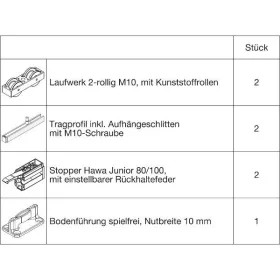 HAWA Junior 100/B vasalatszett fához 2 Standard ütköző