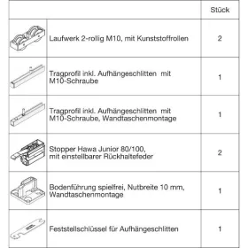   HAWA Junior 100/B-Pocket vasalatgarnitúra fához 2 Standard ütköző