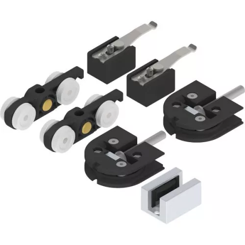 SOLIDO 100 üveg tolóajtó vasalat pontrögz. 8 - 1076 mm ezüst eloxált vezető