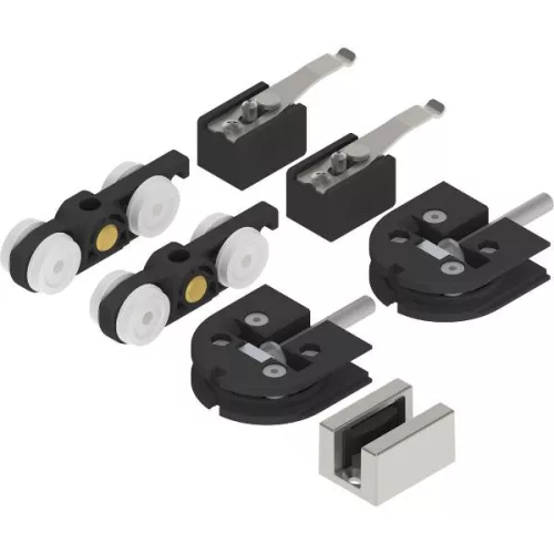 SOLIDO 100 üveg tolóajtó vasalat pontrögz. 12-1276 mm nemesacél hatású vezető