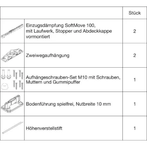 HAWA Junior 100/Z  vasalatgarnitúra fához SoftMove (30244)