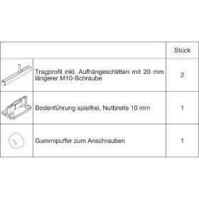   HAWA Junior 100/B  vasalatszett fához futómű nélkül 20mm-rel hosszabb csavar