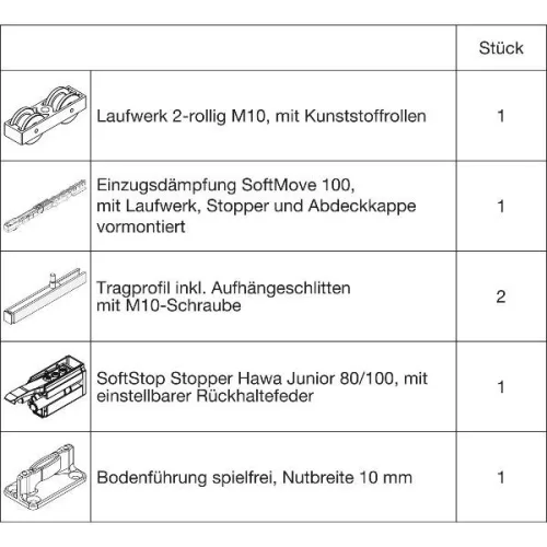 HAWA Junior 100/B  vasalatgarnitúra fához SoftStop SoftMove (30227)