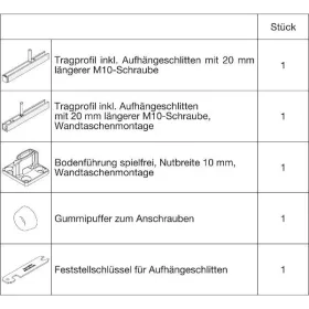   HAWA Junior 100/B-Pocket  vasalatgarnitúra fához 20 mm-rel hosszabb tartócsavar