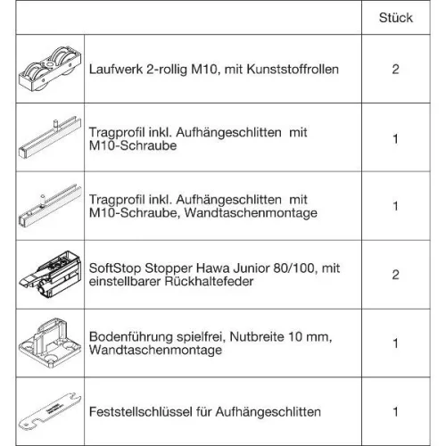 HAWA Junior 100/B-Pocket  vasalatgarnitúra fához SoftStop (30248)