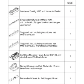   HAWA Junior 100/B-Pocket vasalatgarnitúra fához SoftStop/SoftMove (30253)