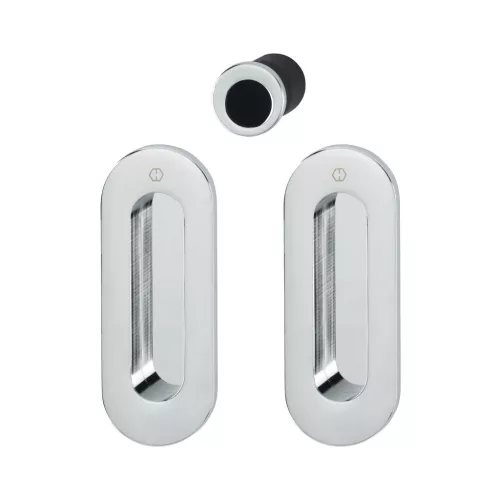 HOPPE tolóajtókagyló szett M472 - vak, ovális rozetta, sárgaréz krómozott