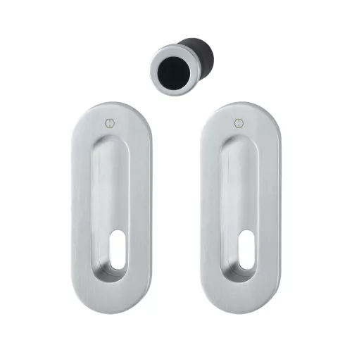 HOPPE tolóajtófogantyú-szett M472 - BB, kerek rozetta, sárgaréz krómozott matt