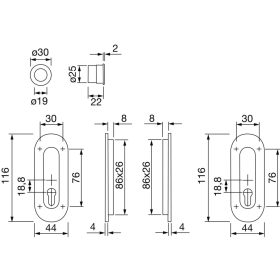   HOPPE tolóajtókagyló M472 - PZ, ovális rozetta, matt krómozott réz