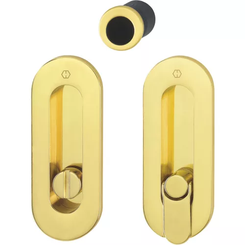 HOPPE tolóajtófogantyú-szett,  M472 - WC, ovális rozetta, sárgaréz pol.lakkozott