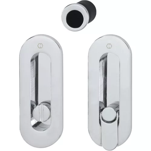 HOPPE tolóajtófogantyú-szett  M472 - WC, ovális rozetta, krómozott sárgaréz