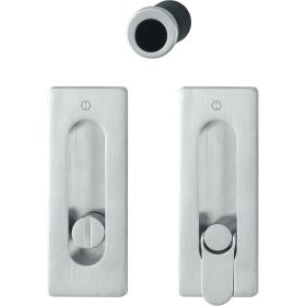   HOPPE tolóajtófogantyú-szett M464 - WC, szögletes rozetta, króm szatén sárgaréz