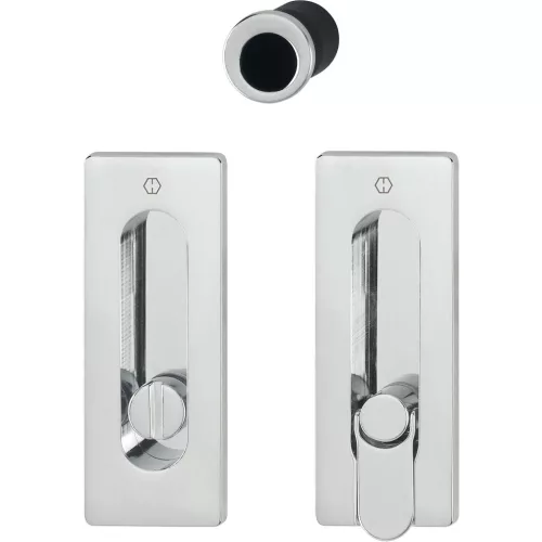 HOPPE tolóajtókagyló-szett  M464 - WC, szögletes rozetta, krómozott sárgaréz